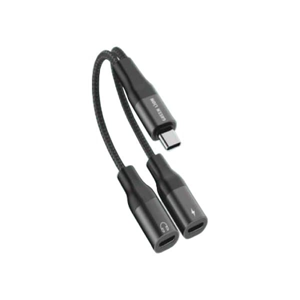 Green Lion 2 in 1 Audio & Charge USB C Adapter Male Type-C to Female Type-C