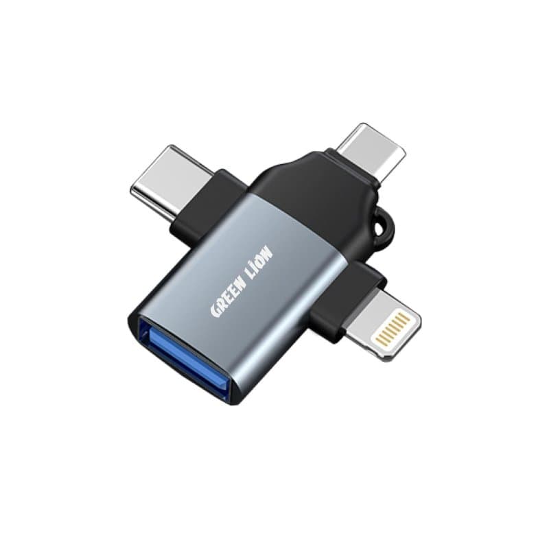 Green Lion 3 in 1 OTG (Lightning / Micro / Type-C) - Gray