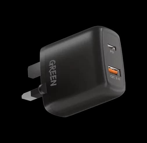 Green Lion Dual USB Port Wall Charger PD+QC3.0 20W UK