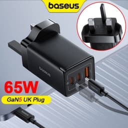 Baseus 65W GaN5 Pro UK Plug (3-Pin) Power Adapter Charger