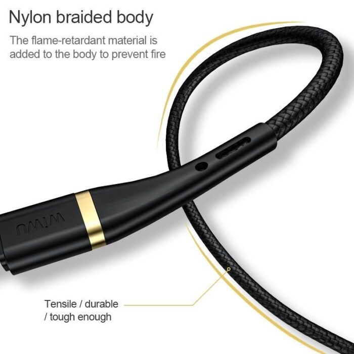 wiwu elite series ed 101 type c interface nylon braided fast charging data cable 3 meter 4 Wiwu Elite Data Cable ED-103 2.4A Type-C to Lightning 1.2M